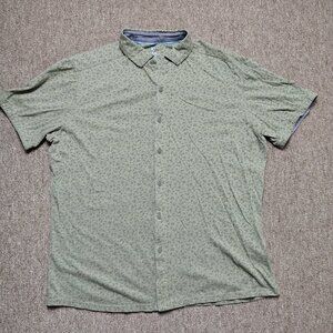 KUHL Shirt Men XL Green Innovatr Pine Needle Print Short Sleeve Button Up